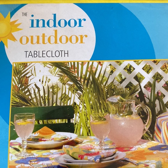 Vintage LINENS-N-THINGS Striped Umbrella Tablecloth 70” Round - Picture 8 of 10